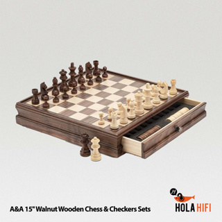 WOODEN CHESS &amp; CHECKERS SET ชุดเกมส์หมากรุกและหมากฮอส วัสดุทำจากวอลนัท [สินค้าพร้อมจัดส่ง]