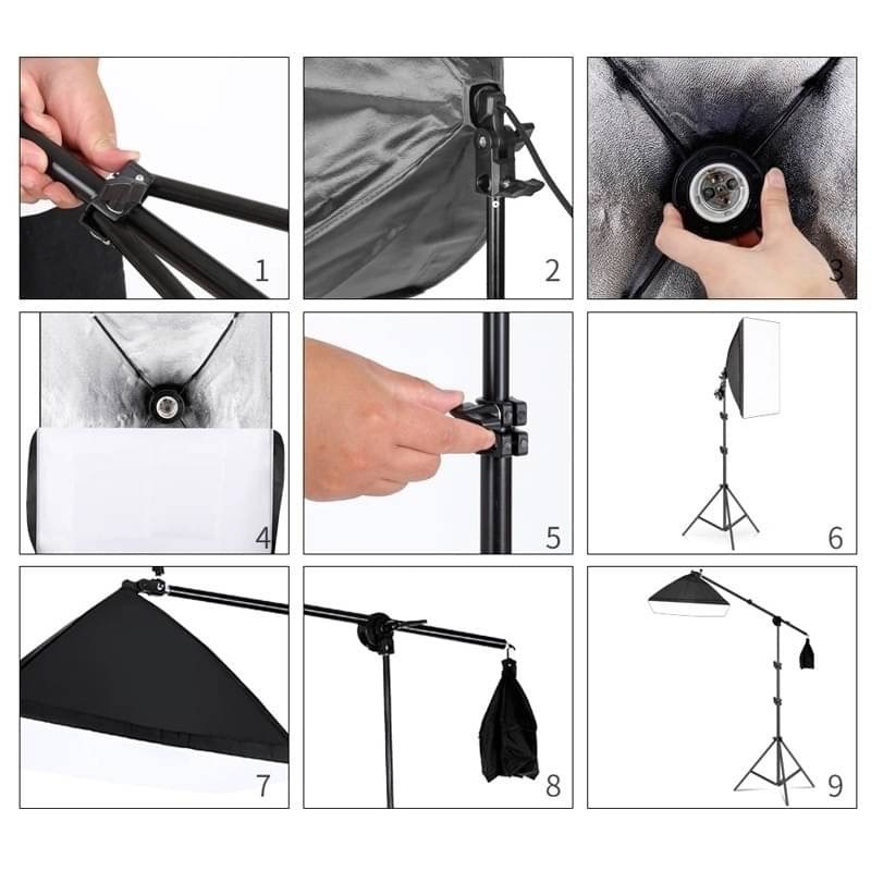 ชุดไฟสตูดิโอถ่ายภาพแบบมืออาชีพ-softbox-lighting-155w-set3