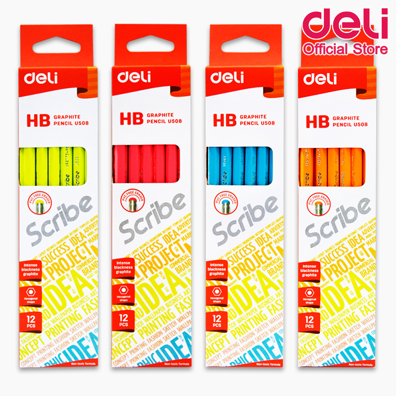 deli-u50800-graphite-pencil-hb-ดินสอไม้-hb-ทรงหกเหลี่ยม-แพ็ค-12-แท่ง-ดินสอ-เครื่องเขียน-อุปกรณ์การเรียน-ดินสอhb-school