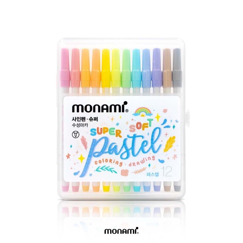 monami-ปากกาสีน้ำ-พาสเทล-ชุด-12-สี-sign-pen-3000-super-pastel-ชุด-12-สี-12-ด้าม