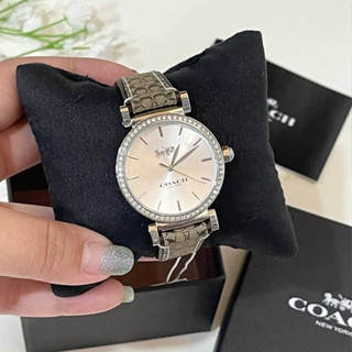 🎀(สด-ผ่อน) นาฬิกาสายหนัง 34 มิล 14503549 Coach Madison stainless steel 34mm watch with crystals, silver white dial