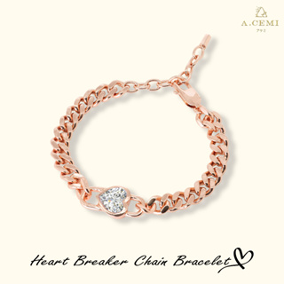 A.CEMI Heart Breaker Chain Bracelet สร้อยข้อมือเงินแท้ ชุบทอง 18K โรสโกลว์