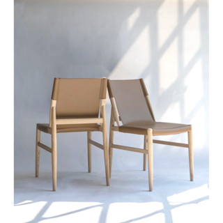 เก้าอี้ทานข้าว Dining chair โครงไม้แอช และ หนัง PU อย่างดี เก้าอี้แนวสแกน Nordic Chair