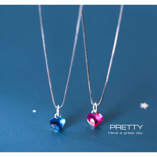 s925 Pretty necklace สร้อยคอเงินแท้  หัวใจมินิมอล ขนาด 0.6*0.7 cm สวยน่ารัก ใส่สบายเป็นมิตรกับผิว