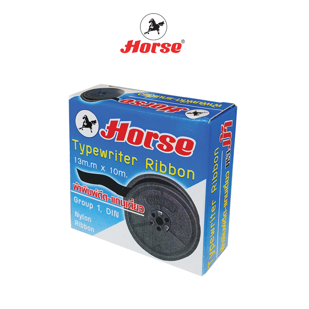 Horse (ตราม้า) ผ้าหมึกพิมพ์ดีด แกนเดี่ยว สีดำ ตราม้า จำนวน 1 อัน