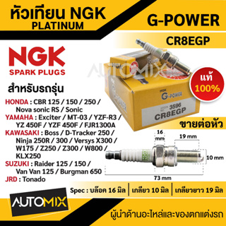 หัวเทียน NGK G-POWER รุ่น CR8EGP (3596) สินค้าของแท้ 100% Honda CBR125/150/250 YAMAHA Exciter เกรด PLATINUM หัวเข็ม