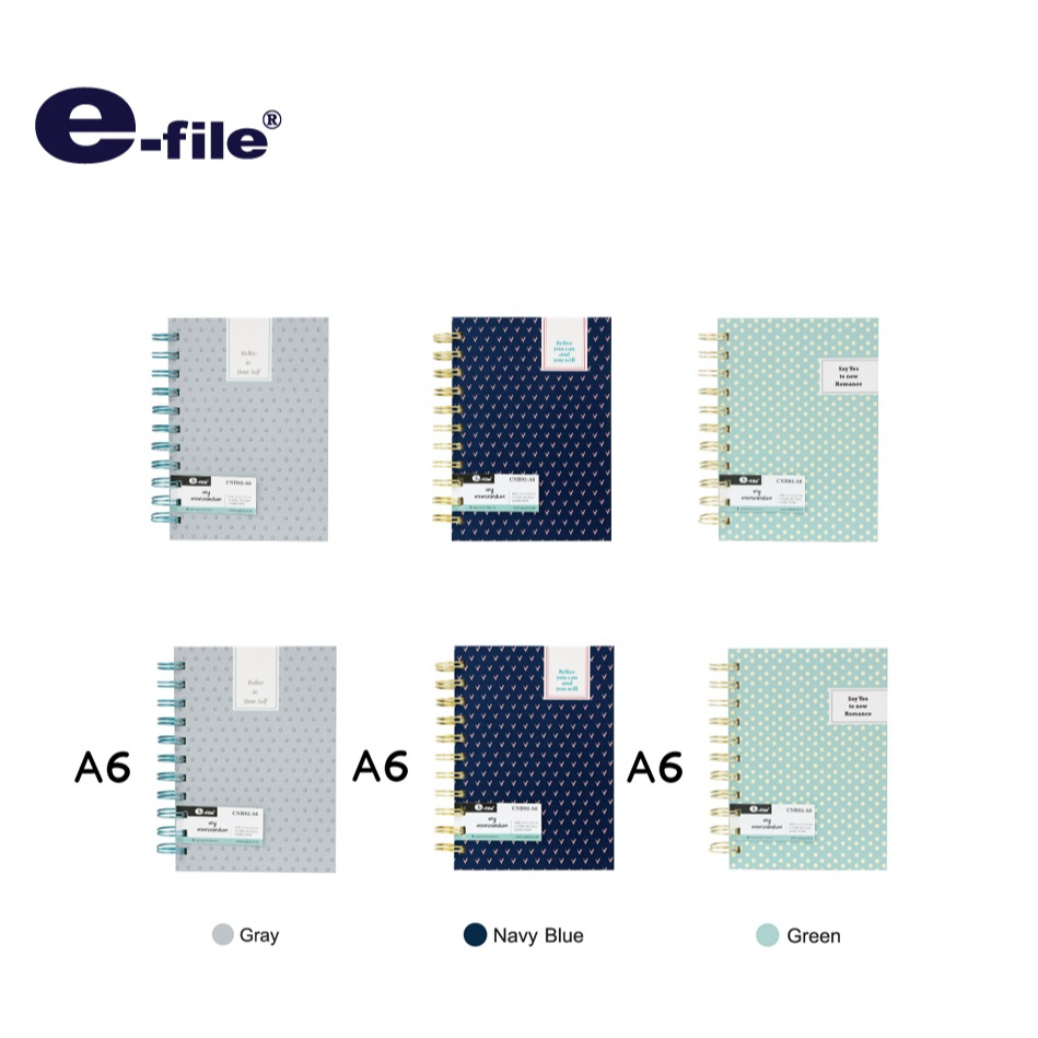 e-file-อี-ไฟล์-สมุดริมลวดพิมพ์ลาย-ขนาดa6-อี-ไฟล์-cnb92-สมุดโน๊ต-สมุดบันทึก-สมุดจดบันทึก-สมุดจด-คละสี