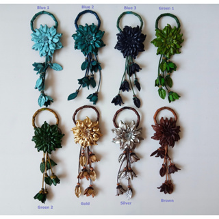 พวงกุญแจห้อยกระเป๋าลายดอกรักเร่ ทำจากหนังแท้ Flower Keychain for Handbag Dahlia #2