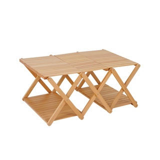 โต๊ะ ชั้นวางของพับได้ โต๊ะไม้บีช รองรับน้ำหนัก 200 kg Wood table beech Camping Day