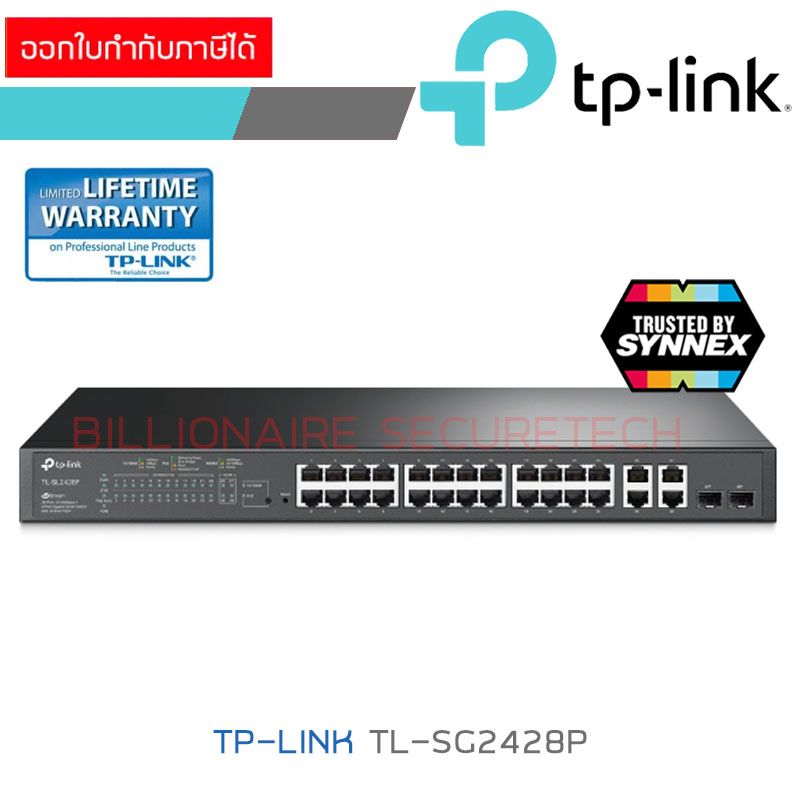 tp-link-tl-sg2428p-jetstream-24-port-10-100mbps-4-port-gigabit-smart-switch-with-24-port-poe-by-billionaire-securetec