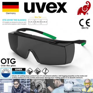 UVEX 9169545 Super Over-the-Glassses (OTG) Welding Safety Spectacle Black/Green Frame Grey Infradur AF Len Shade 5