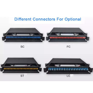 ODF RACK MOUNT Box 12/24Core with trap แร็คเก็บสายไฟเบอร์พร้อมถาด Optical Fiber Patch Panel 1U กล่องเทอร์มินัลไฟ