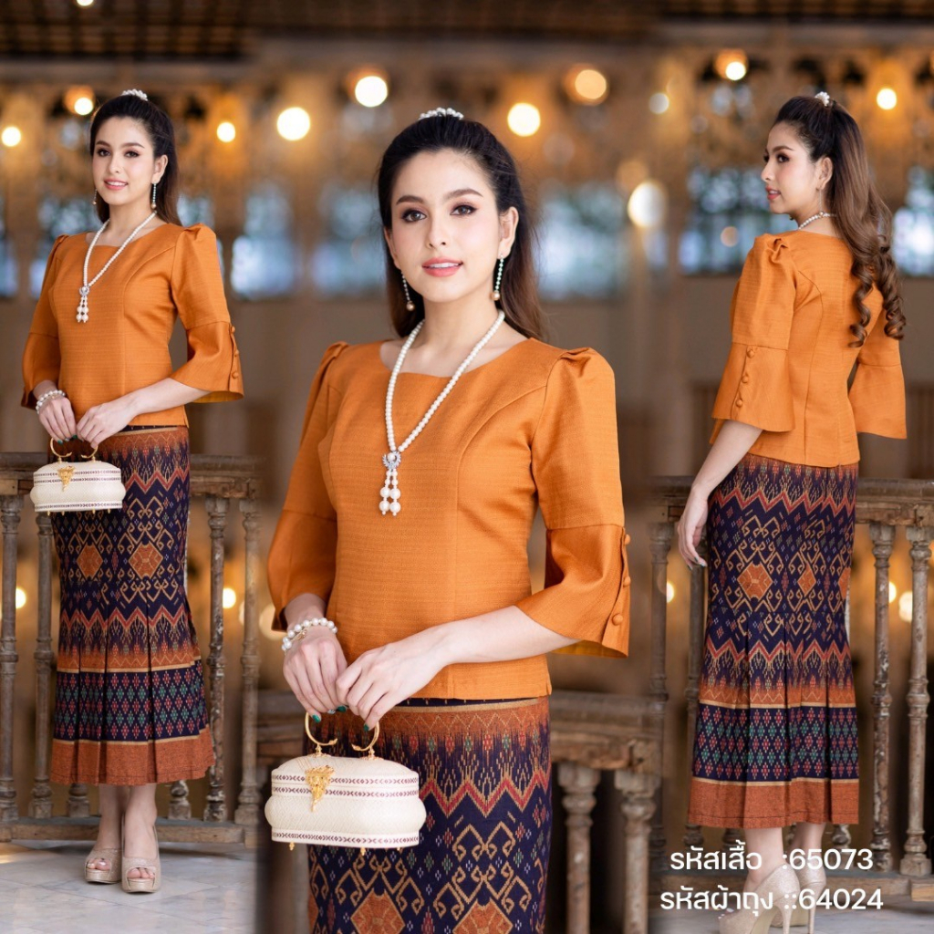 เสื้อผ้าไหมคอกลม แต่งกระดุมปลายแขน ทรงสวยหรู ชุดไทยประยุกต์ ไซส์ S-5XL ผ้าเนื้อดี มุมมองที่ 2