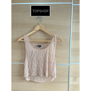 Topshop x ผ้าบาง ปักเลื่อมสวยมาก สีชมพูนู้ด ป้าย EUR 38 ❌ตำหนิลูกปัดหลุดบาบจุดคะ อก 36 ยาว 18 • Code : 034(1)