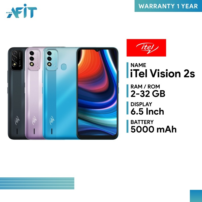 itel-vision-2s-2-32gb-หน้าจอใหญ่-6-5-นิ้ว-hd-กล้องหลังคู่-8mp-ai-แบต-5000-mah-ประกันศูนย์ไทย-1-ปี