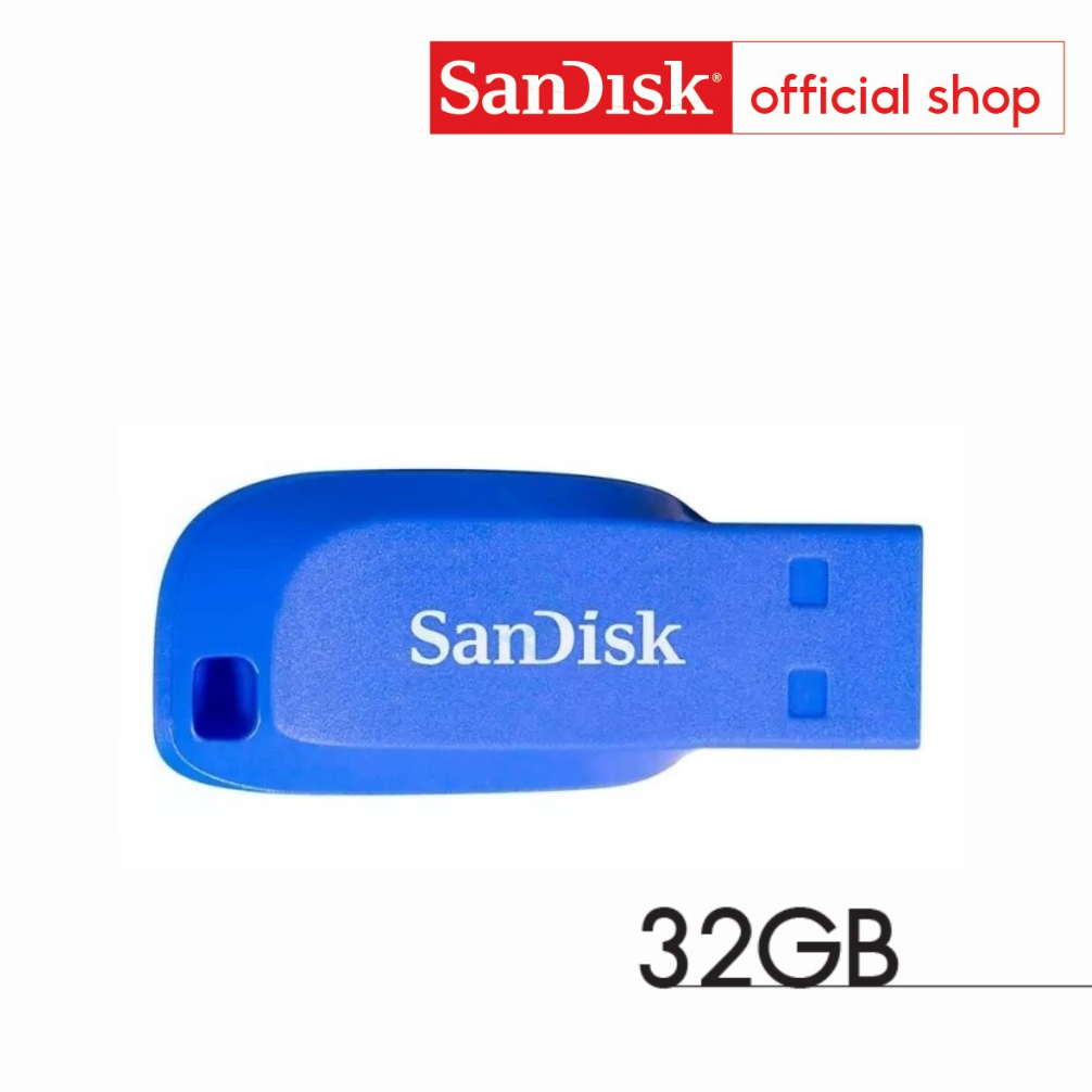 ภาพหน้าปกสินค้าSanDisk CRUZER BLADE USB แฟลชไดร์ฟ 32GB Blue, USB2.0 (SDCZ50-032G-B35BE สีน้ำเงิน)