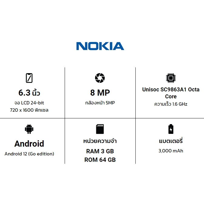 nokia-c12-โนเกีย-ram-3-gb-rom-64-gb-ประกันศูนย์-1-ปี