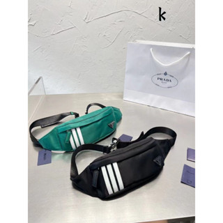 Prada × Adidas กระเป๋าคาดเอว กระเป๋าคาดเอว แฟชั่น Unisex Casual กระเป๋าสะพายข้าง