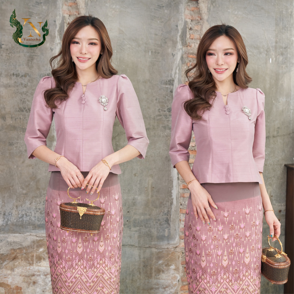 เซ็ทผ้าไหมชมพู 4 เส้น 3 ตะกอ ใส่ไปวัด งานมงคล ภูมิฐาน สวยสง่า พร้อมส่ง
