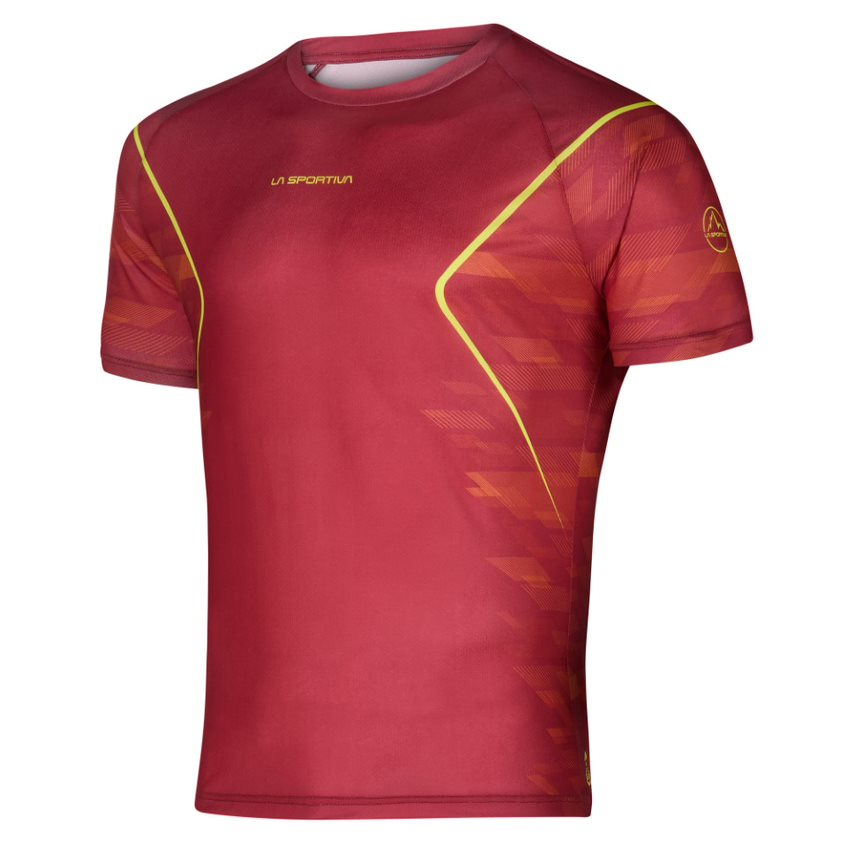 la-sportiva-pacer-t-shirt-men-sangria-hawaiian-sun-เสื้อวิ่งแขนสั้น-เสื้อผู้ชาย