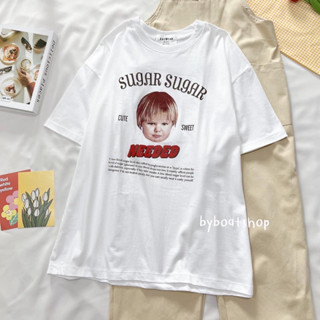 เสื้อยืด OVERSIZE สกรีนลาย Sugar ผ้าคอตตอน ใส่ได้ทั้งชาย-หญิง