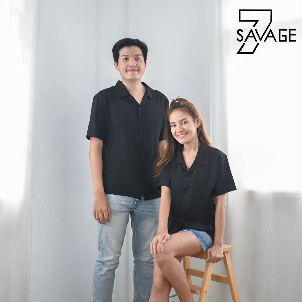 ภาพสินค้าเสื้อเชิ้ต คอปก/แขนสั้น S/M/L/XL/2XL สีพื้น unisex oversize คนอ้วนก็ใส่ได้ จากร้าน 7savage บน Shopee ภาพที่ 6