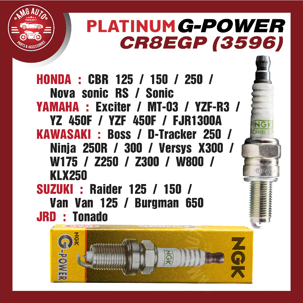 หัวเทียน-ngk-g-power-รุ่น-cr8egp-3596-honda-cbr125-cbr-150-cbr-250-novo-sonic-rs-sonic-หัวเทียน-ngk-เกรด-platinum