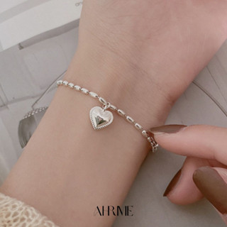 BR005,03 สร้อยข้อแต่งจี้หัวใจ สีเงินและทอง✨ahrime.bkk