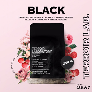 เมล็ดกาแฟคั่ว "BLACK" 250 กรัม  By Brewboy. Jasmine Flowers, Lychee, White Rose Yellow Flowers, White Sugar