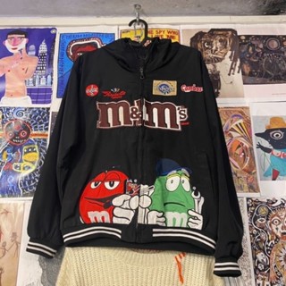 🔥ส่งฟรีจ้า🔥❗มีสินค้าพร้อมส่งเลยจ้า❗🍫🧥เสื้อคลุมแจ๊คเก็ตสีดำลาย M&amp;M เนื้อผ้าร่ม งานปัก🍫🧥