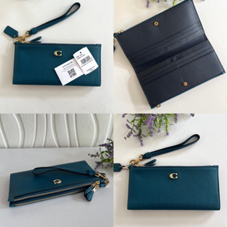 🎀 (สด-ผ่อน) กระเป๋าสตางค์ 2ซิป สีเขียว Shop CC553 Large double zip wallet wristlet