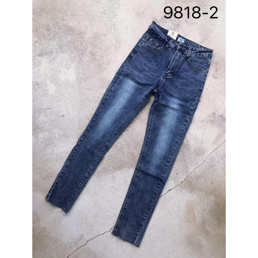 9818-jiranan-กางเกงยีนส์ทรงเดฟ-เอวสูงเหนือสะดือ-ยีนส์ผสมยืด