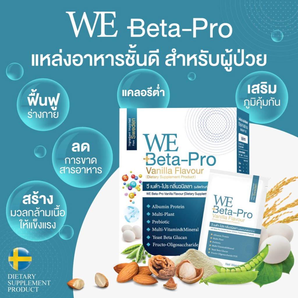 ภาพหน้าปกสินค้าวีเบต้าโปร We beta Pro โปรตีนไข่ขาว+โปรตีนพืช7 ชนิด อาหารทางการแพทย์ อาหารเสริมสำหรับผู้ป่วยมะเร็ง ผู้สูงอายุ จากร้าน webetapro บน Shopee