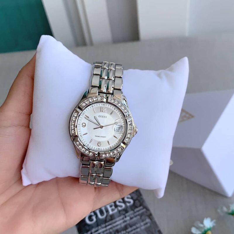 🎀 (สด-ผ่อน) นาฬิกาสีเงิน ประดับคริสตัล G75511M Women's Stainless Steel  Crystal Accented Watch | Shopee Thailand