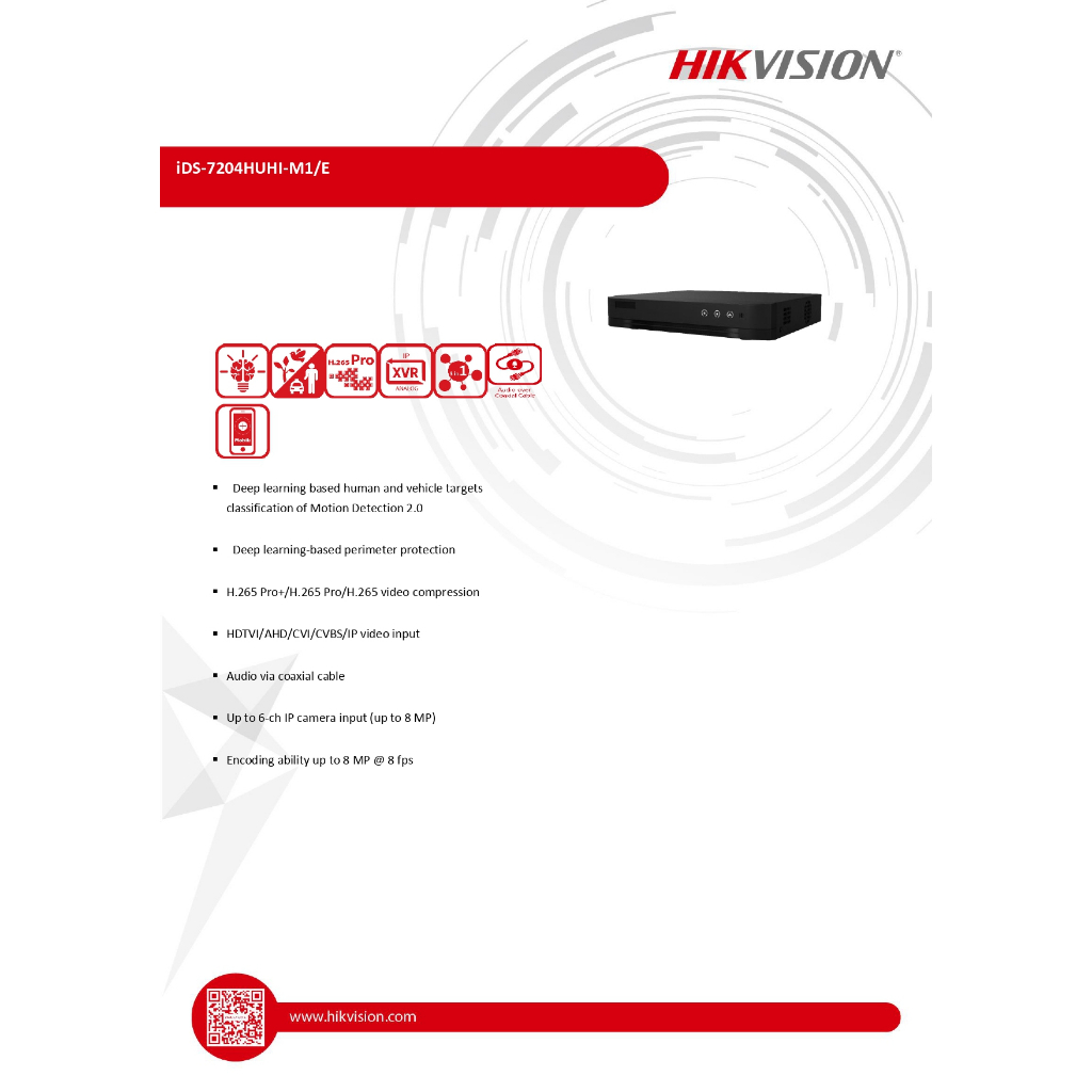 hikvision-ชุดกล้องวงจรปิด-5mp-ภาพสี-24-ชม-มีไมค์ในตัว-รุ่น-ids-7204huhi-m1-e-c-ds-2ce10kf0t-fs