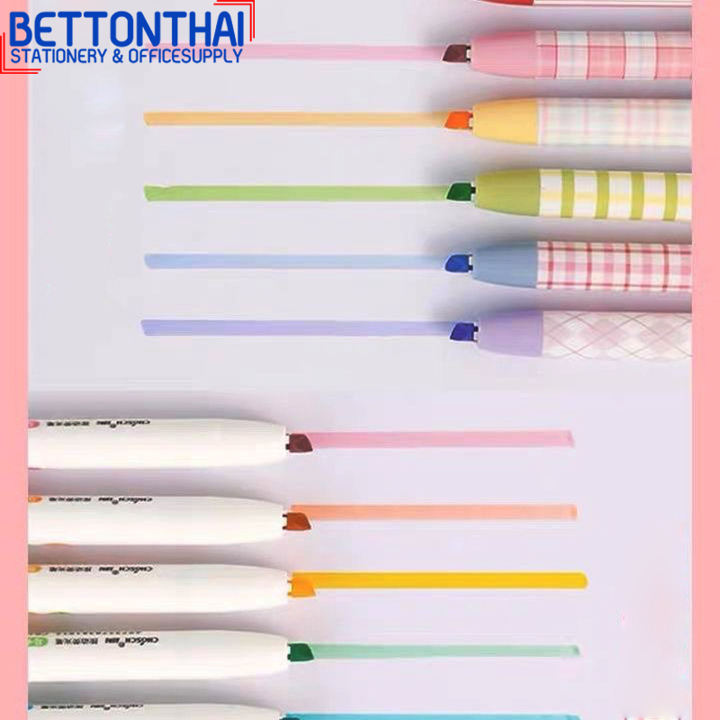 chosch-h820-6-highlighter-pastel-ไฮไลท์สีพาสเทล-ปากกาเน้นข้อความแบบกด-สุดน่ารัก-แพค6แท่ง-6สี-ปากกาสีมาการอง-ปากกาไฮไลท์