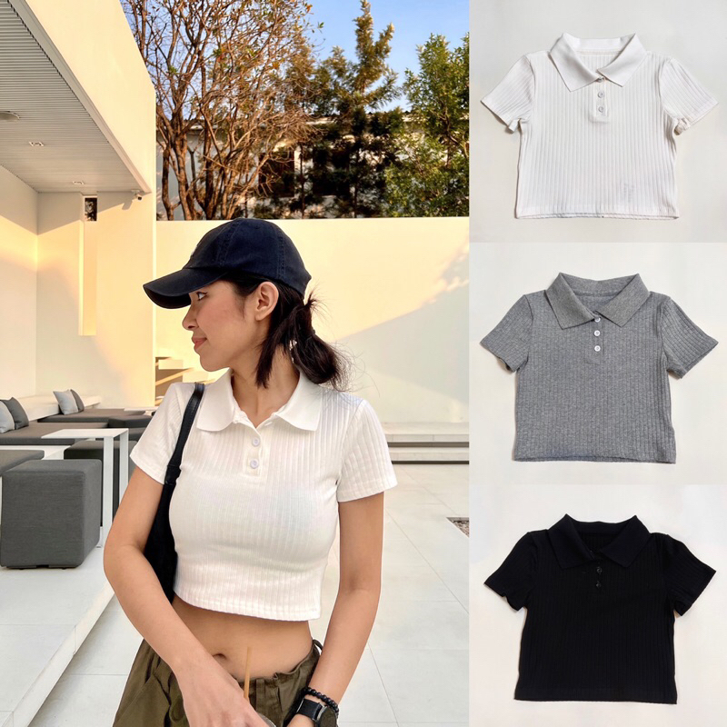 polo-crop-top-เสื้อโปโลครอป-favor-co