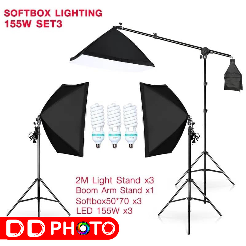 ชุดไฟสตูดิโอถ่ายภาพแบบมืออาชีพ-softbox-lighting-155w-set3