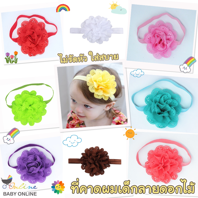 ภาพหน้าปกสินค้าBabyonline(Y047)B1ที่คาดผมลูกไม้สีพื้นสำหรับเด็กผู้หญิง จากร้าน babyonlineth บน Shopee