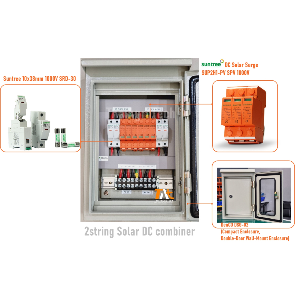 ตู้ดีซีคอมบายเนอร์ 2 สตริงสำหรับระบบโซล่าเซลล์ Solar 1000V DC combiner ...