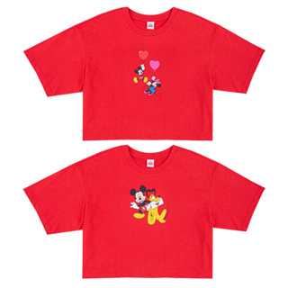 Disney Women Crop Mickey Mouse&amp;Friends valentines day - เสื้อครอปผู้หญิงมิกกี้เมาส์และผองเพื่อน สินค้าลิขสิทธ์แท้100% characters studio