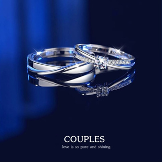 s925 Couples ring 24 แหวนคู่รักเงินแท้ Wishes for you สื่อกลางแทนความรักสองเรา ปรับขนาดได้