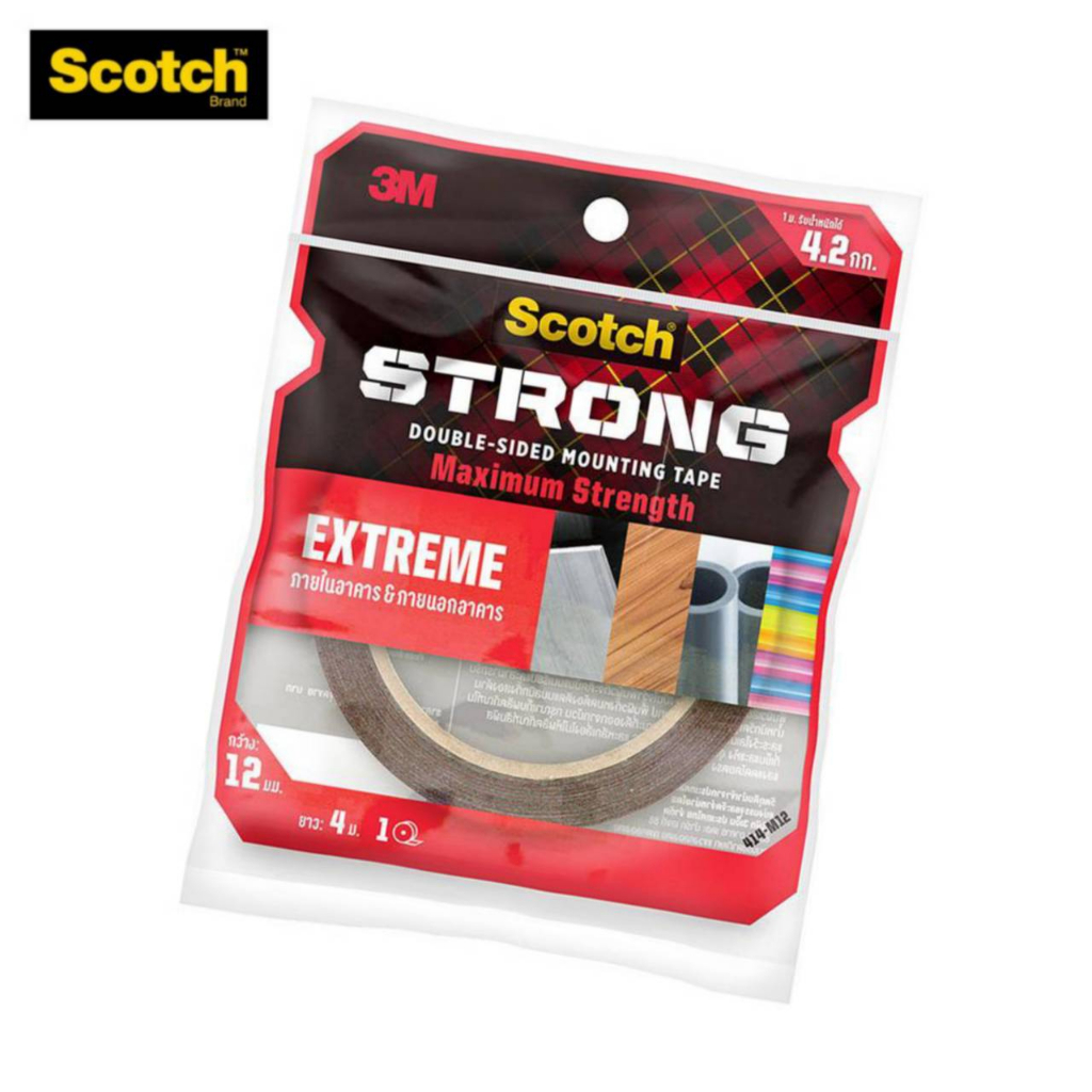 เทปกาวสองหน้า 3M Scotch Extreme Mounting Tape 414 M12 ขนาด 12มม.x4ม.