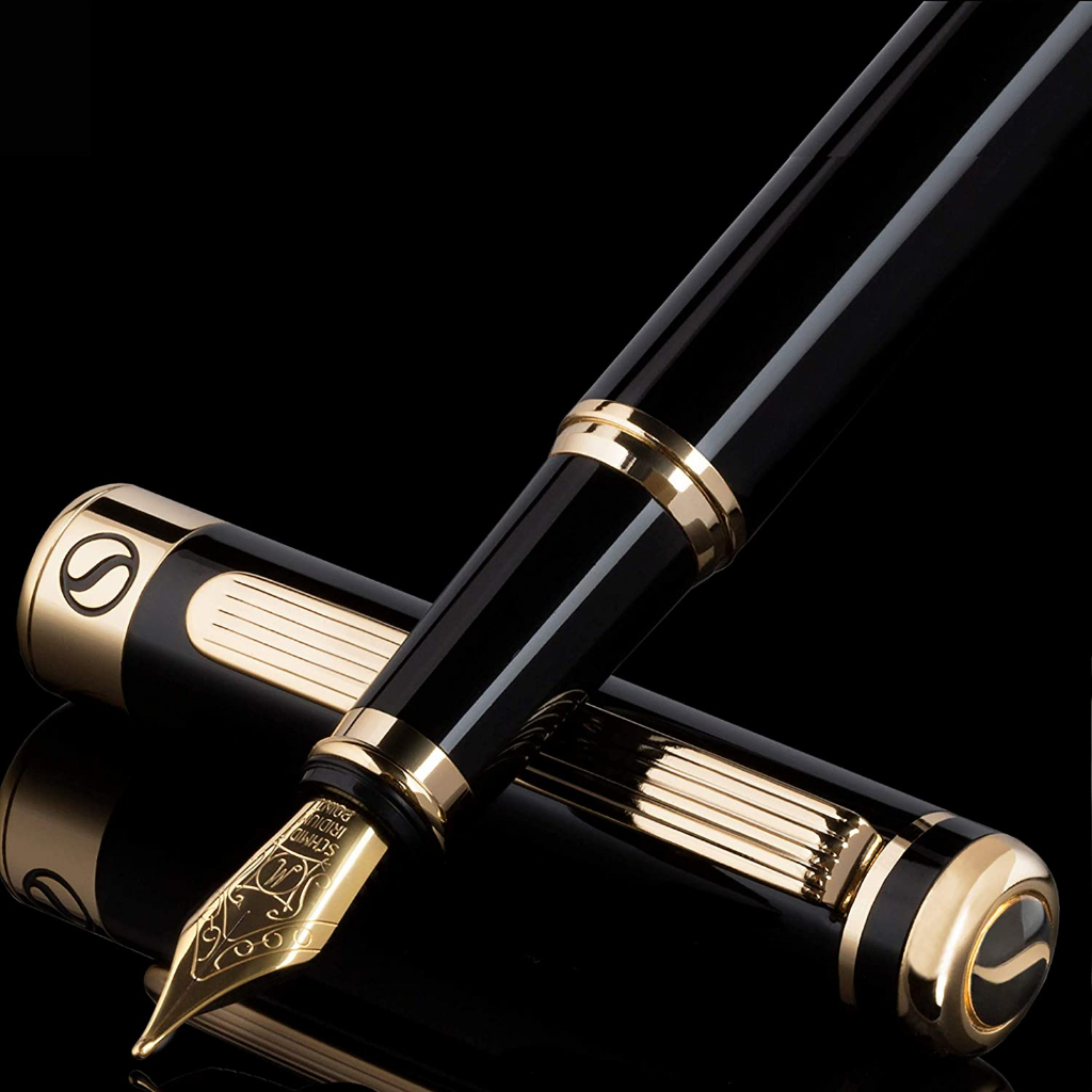 Scriveiner Finest Premium Fountain Pen (Black) 24K Gold Finish Schmidt