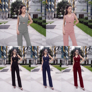 ชุดจั้มสูท TW5860 Jumpsuite จั้มสูทขายาวแขนกุดสีดำ