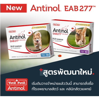 Antinol®️ EAB 277™ for Dogs กล่อง 60 เม็ด สูตรปรับปรุงใหม่ ของแท้มีสติ๊กเกอร์รับประกันหน้ากล่อง