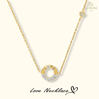 A.CEMI LOVE Necklace Gold สร้อยคอเงินแท้ ชุบทอง 18K ของขวัญแฟน