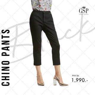 GSP กางเกงขาวยาว กาง﻿เ﻿กงผู้หญิง  chino pants cotton spandex ขายาวสีดำ (P9X1BL)