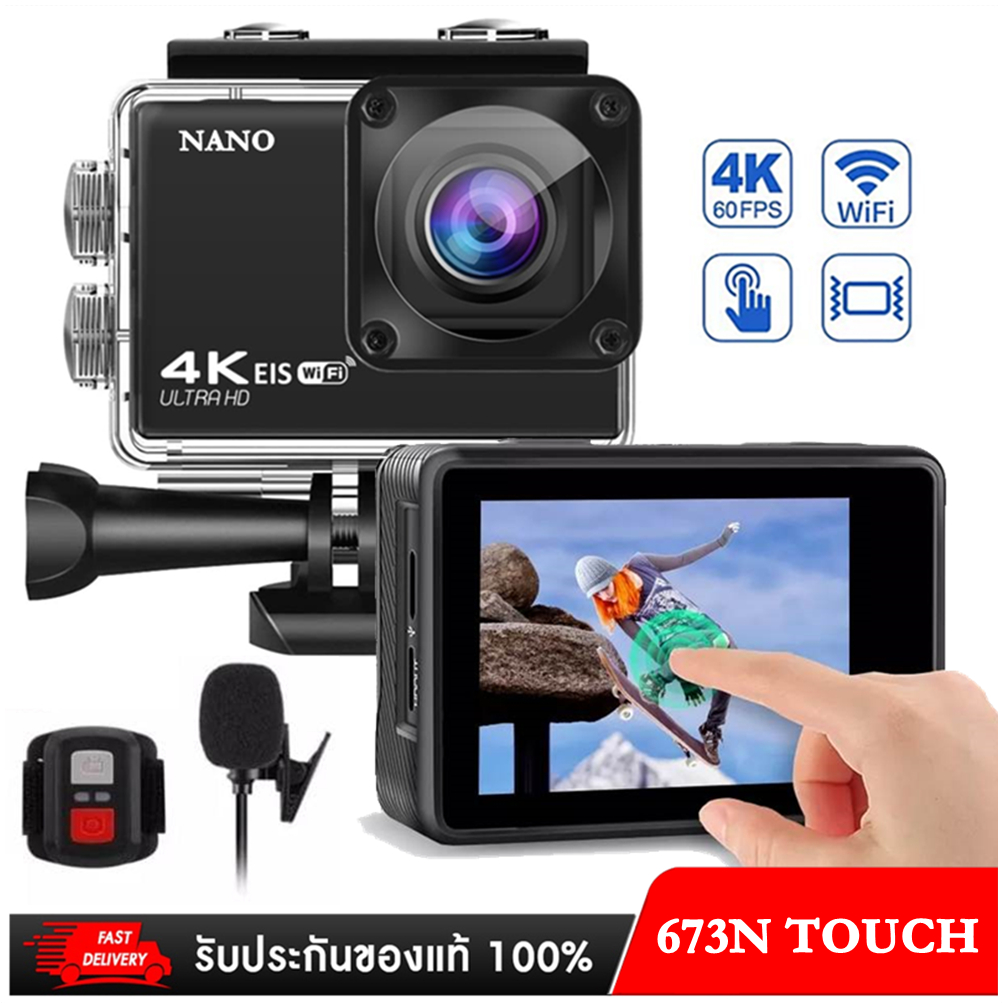 ชัดกว่า ใหม่ 4K60FPS EIS N673 PLUS ACTION CAMERA ระบบสัมผัส มีระบบกัน ...