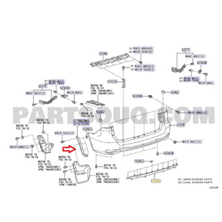 คิ้วปลายกันชนหลัง Toyota Fortuner LEGENDER 52707-YP030/52706-Yp030 แท้เบิกห้าง Chiraauto